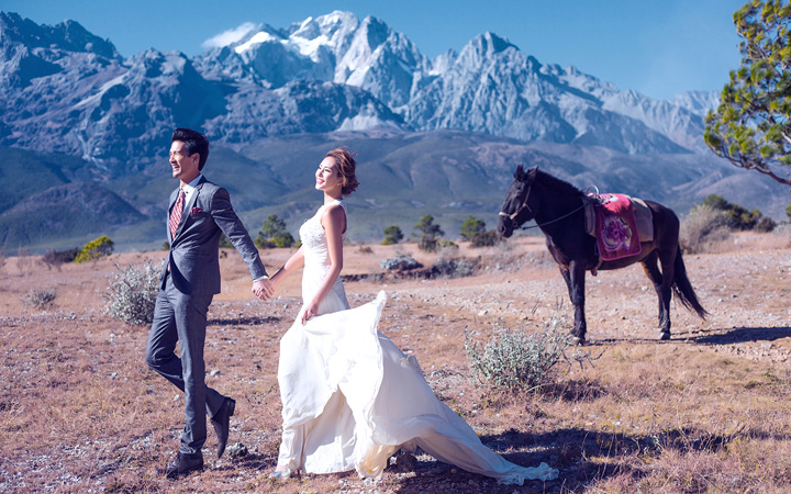 雪山远景牦牛坪、旅游婚纱摄影